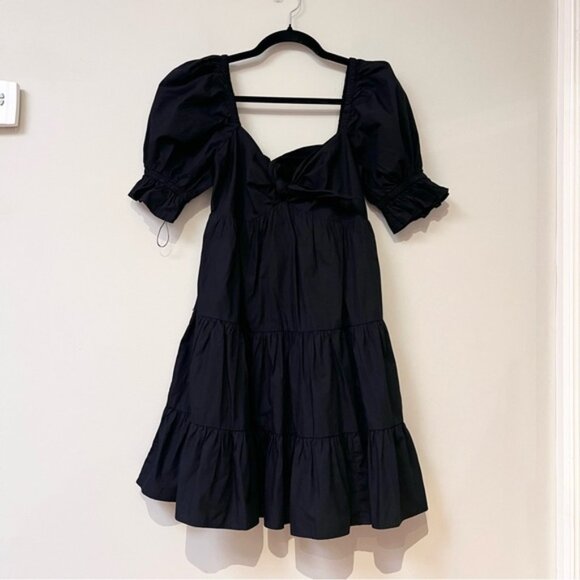 Express Black Baby Doll Puff Sleeve Mini Dress - Picture 1 of 7